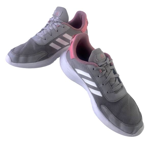 Adidas Girl's Tensaur Run K Jr GZ2667 Grey/White/Pink Athletic Sneakers Size 7 - Picture 9 of 11